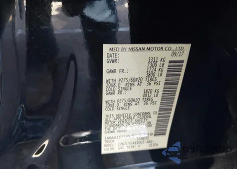 2017 Nissan Titan Platinum Reserve from USA, damaged, VIN 1N6AA1E55HN575749